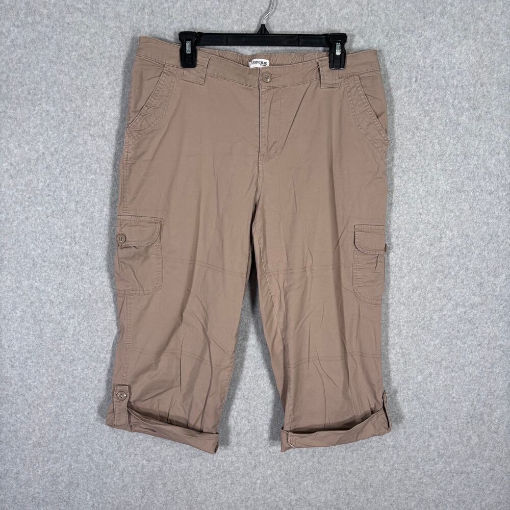 St Johns Bay Cargo Capri Pant 12 Khaki Utility Baggy Stretch Hiking GORP Y2K 90s